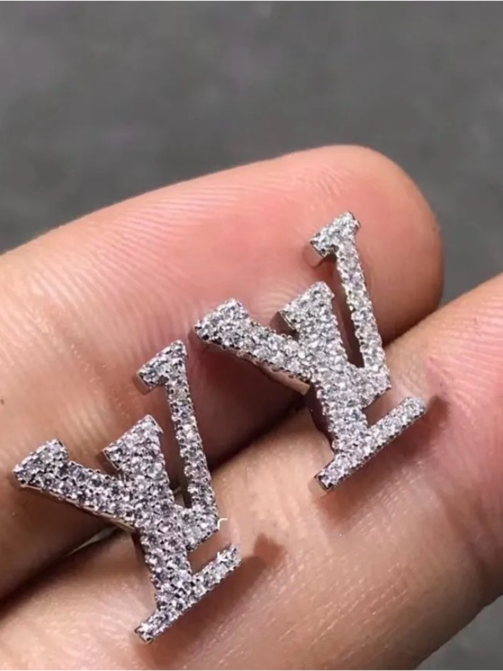 L V Diamond Post Earrings